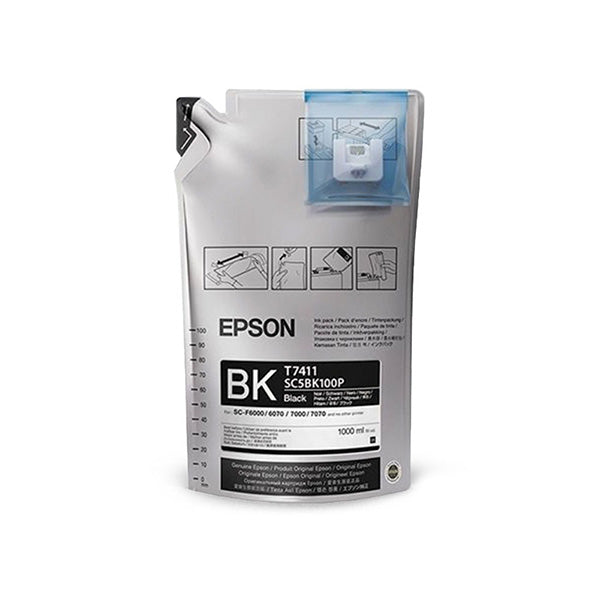 Epson T741 UtlraChrome Dye Sub Ink, Black 1.1L - 6 Pack